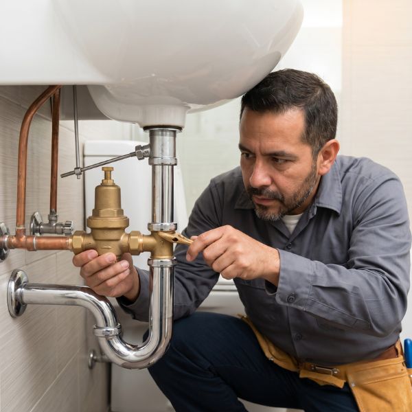 plumber fixing sink