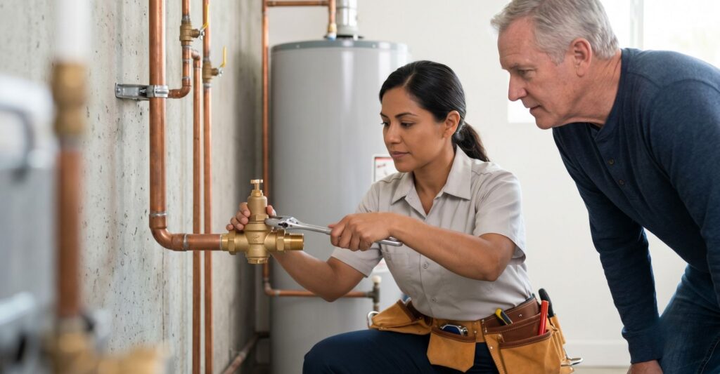 plumber and homeowner