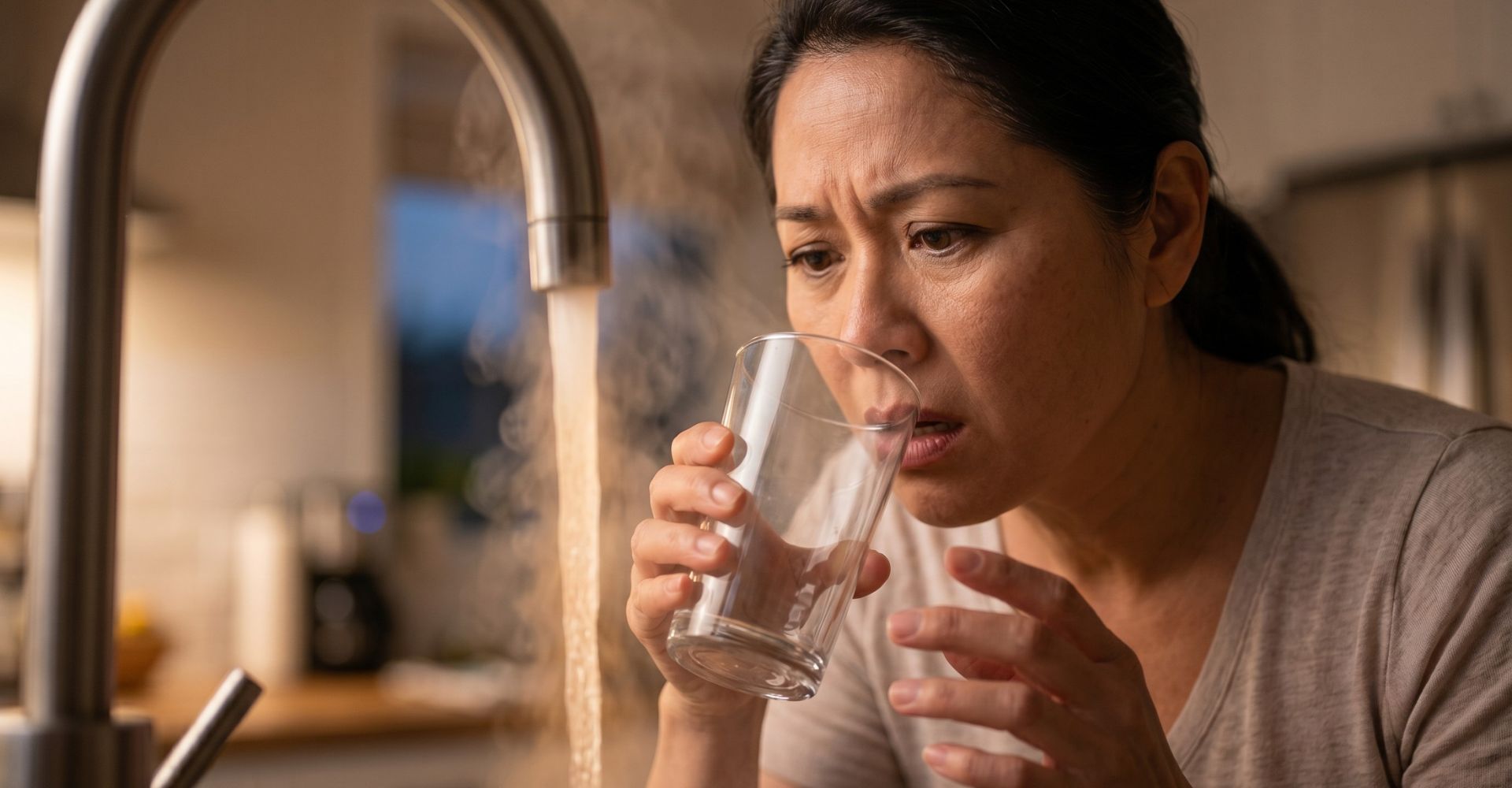 woman smelling water