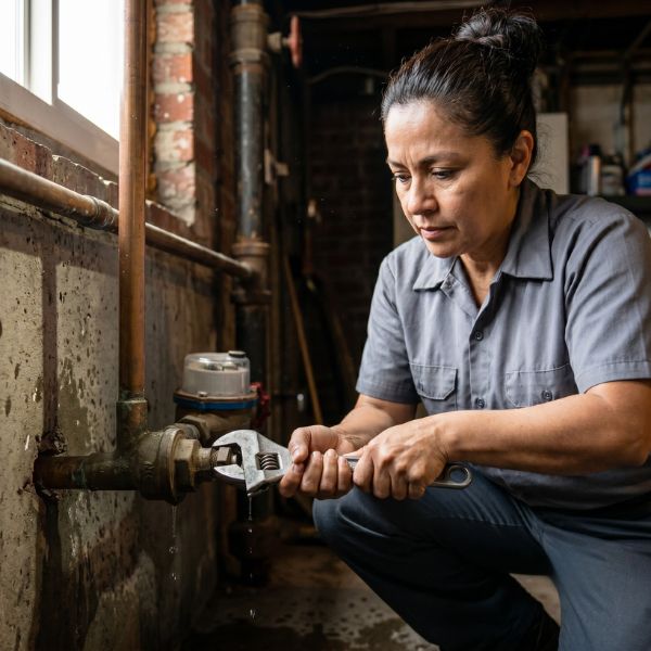 plumber fixing pipes